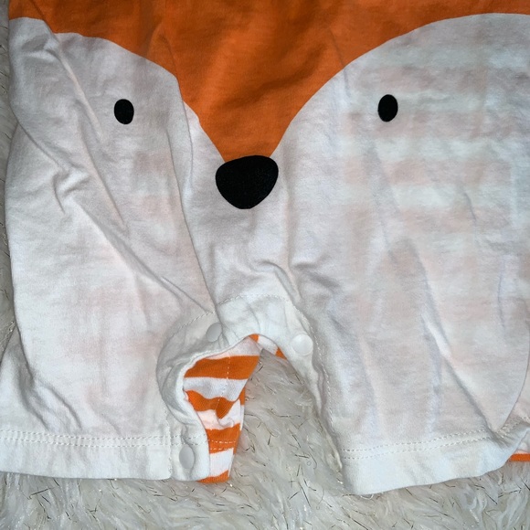 PatPat 100% Cotton Fox Stripe Print Short-sleeve Orange Baby Romper.Color:Orange - Picture 10 of 11